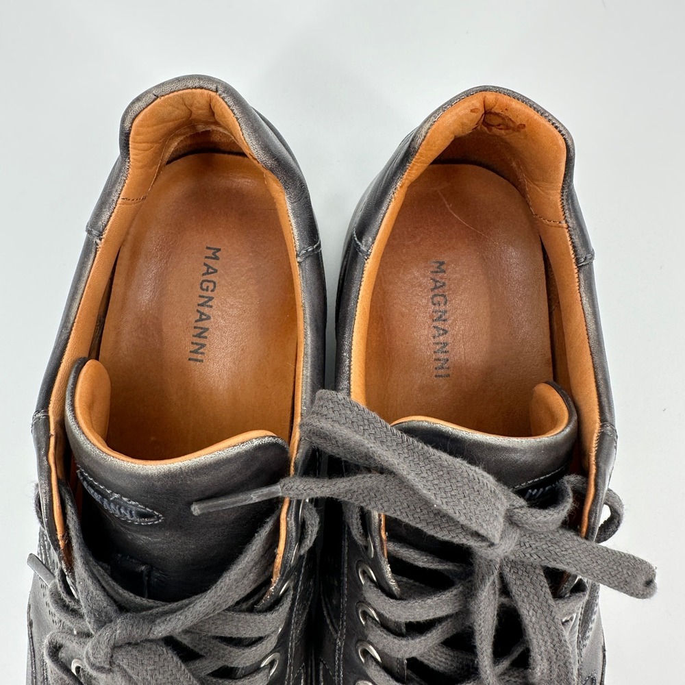 Magnanni Cristian Calf Skin Leather Sneakers Dark Grey Lace Up Shoes Men's 8.5 M - Picture 6 of 11
